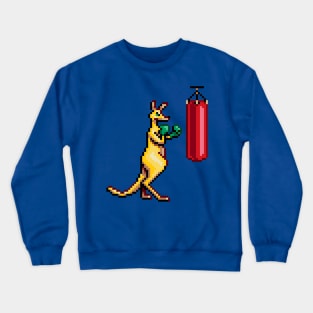 Kangaroo Boxer Training Pixel Art Crewneck Sweatshirt